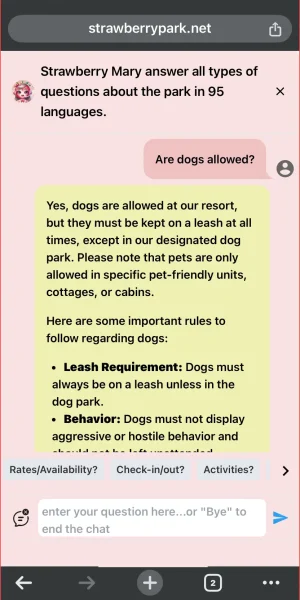 dog question User asks about dogs